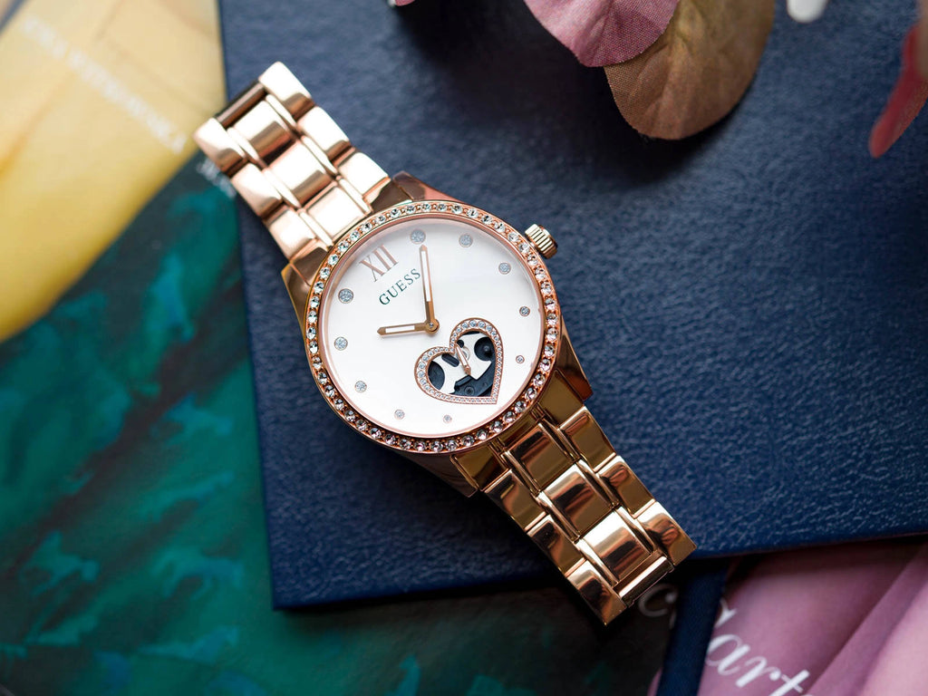 Orologio solo tempo donna Guess collezione Be Loved in metallo rosè GW0380L3