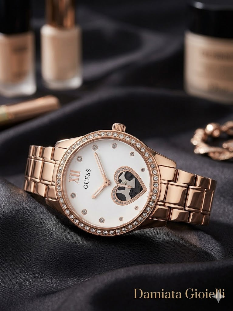 Orologio solo tempo donna Guess collezione Be Loved in metallo rosè GW0380L3