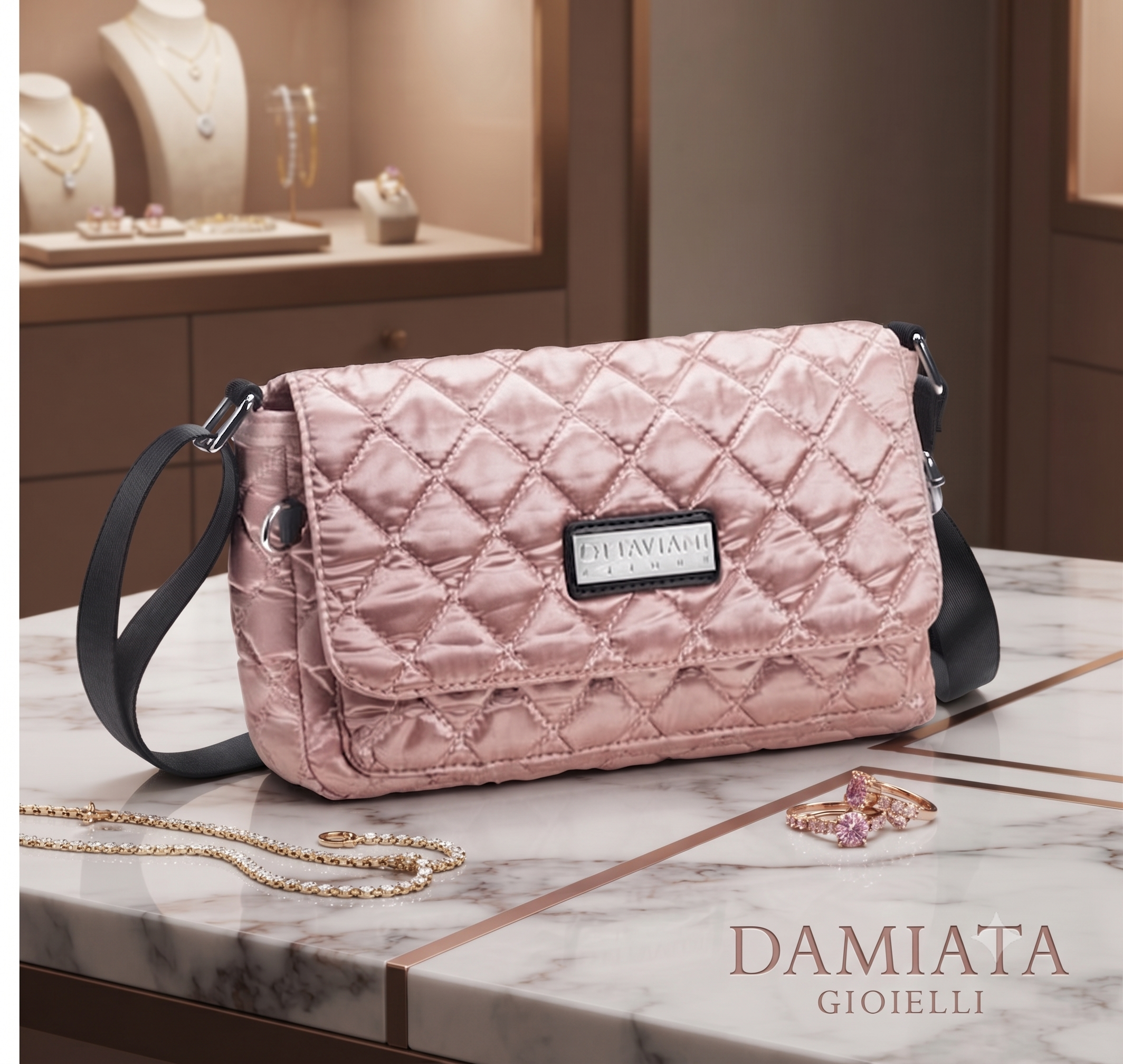 Borsa Ottaviani donna in raso di colore rosa antico ref. 33162