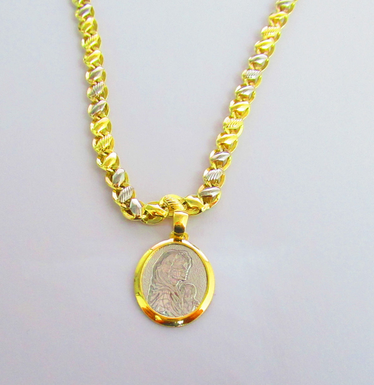 Collana e medaglia Damiata Gioielli in oro giallo e bianco ref. 437/102+2157/7/102