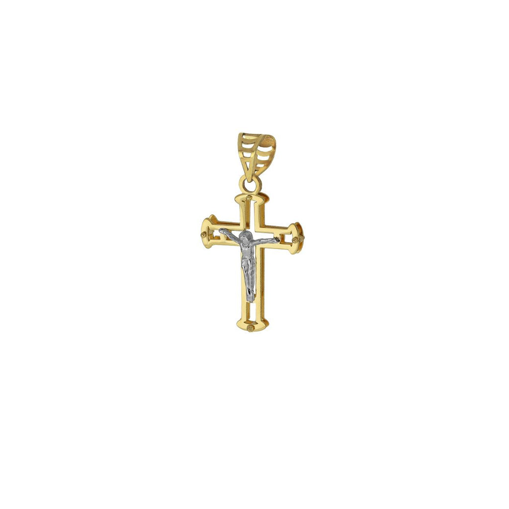 Ciondolo a croce unisex IGOLD in oro giallo e bianco J0J3OU