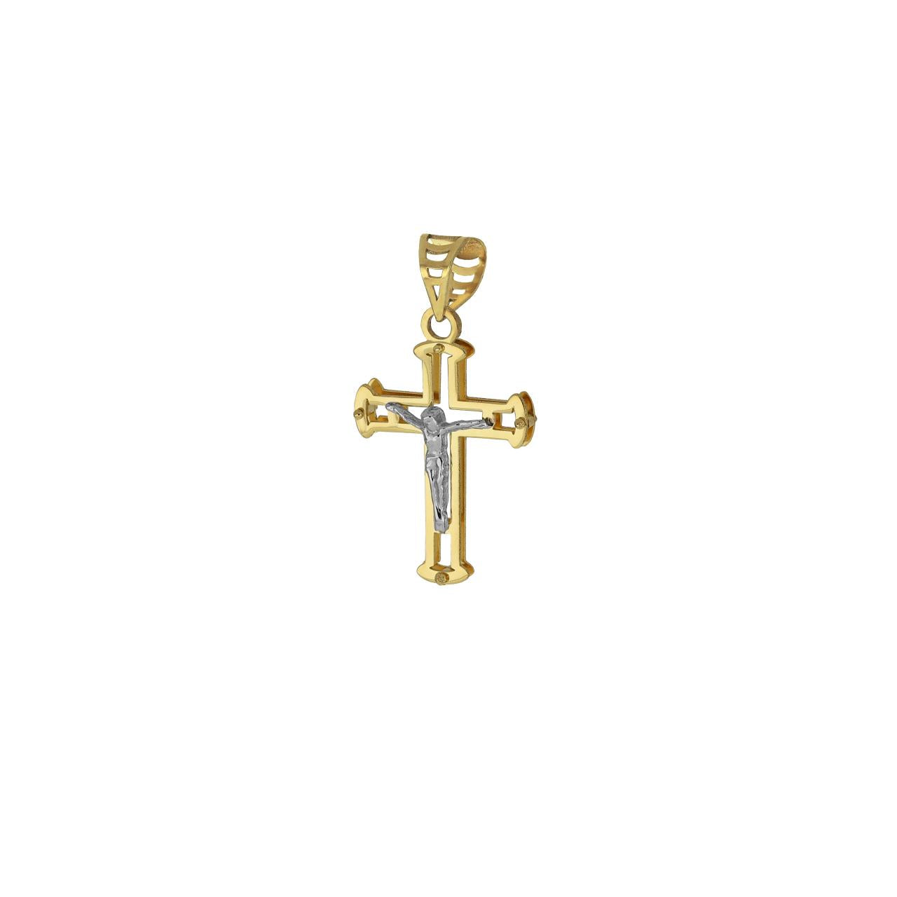 Ciondolo a croce unisex IGOLD in oro giallo e bianco J0J3OU