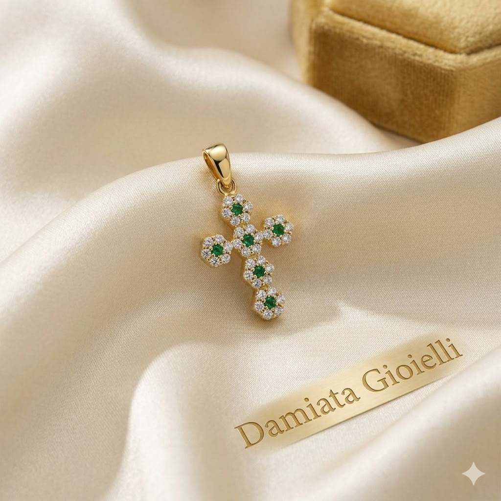 Ciondolo a croce donna IGOLD in oro giallo e zirconi J1D2S1