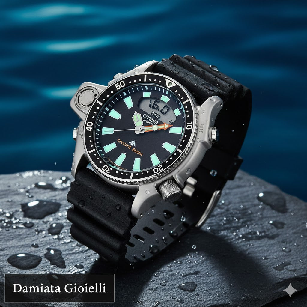 Orologio solo tempo Citizen uomo "PROMASTER AQUALAND" in acciaio e silicone JP2000-08E