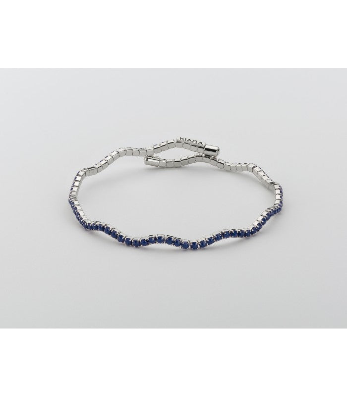 Bracciale rigido donna Kiara in ottone e zirconi blu KBRD1679B