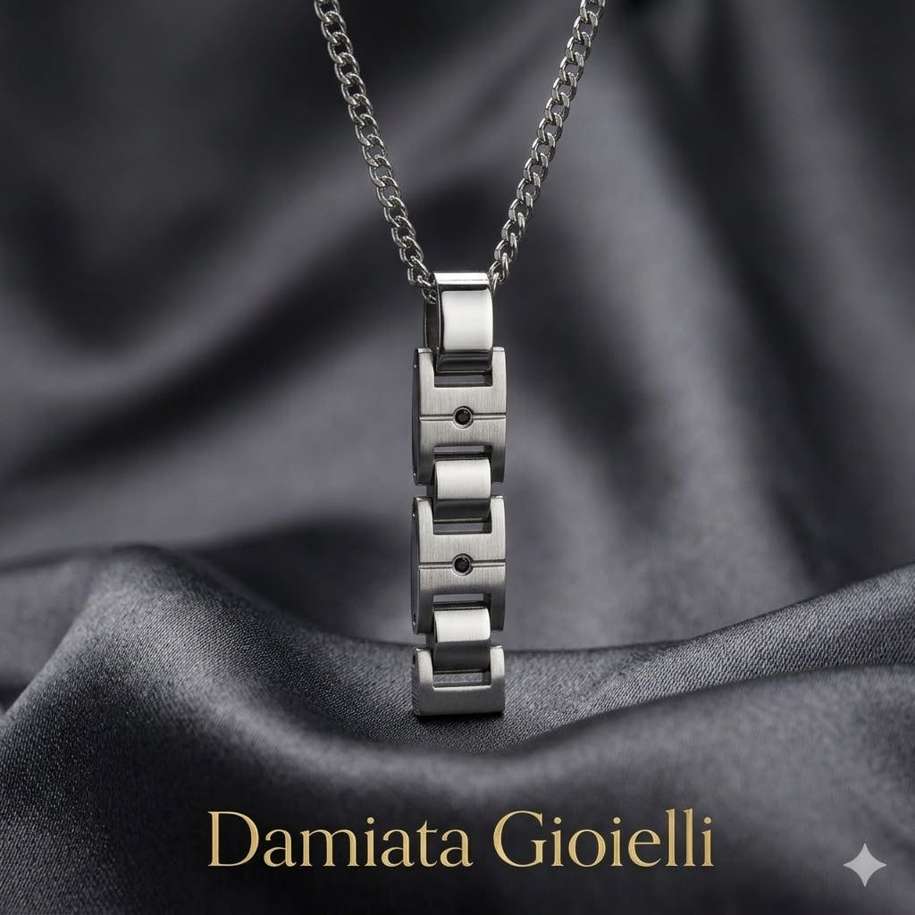 Collana uomo Yukey in acciaio con diamante KCLD2452