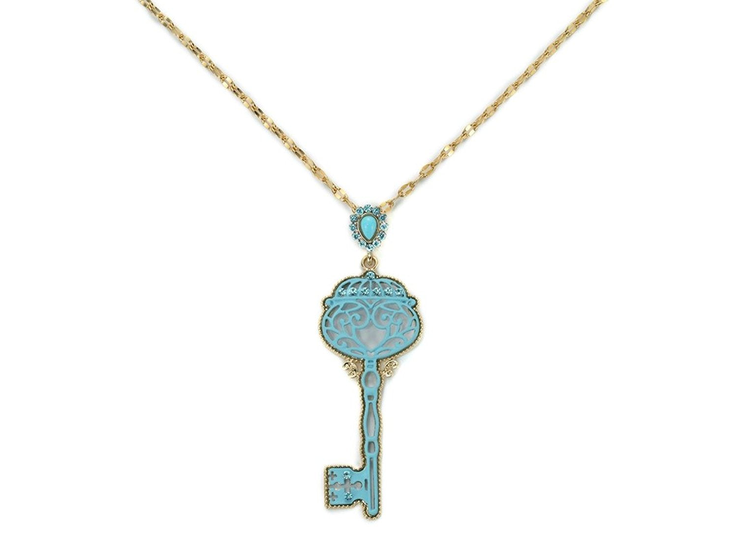 Collana donna Kiara in ottone dorato e resina celeste KCLD3656