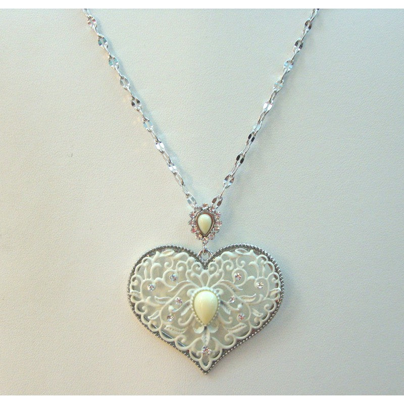 Collana cuore donna Kiara in ottone e resina bianca KCLD3676