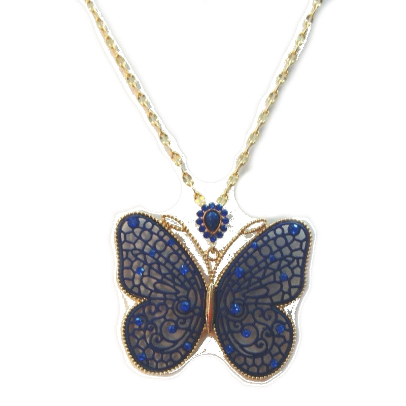 Collana farfalla donna Kiara in ottone dorato e resina blu KCLD3682