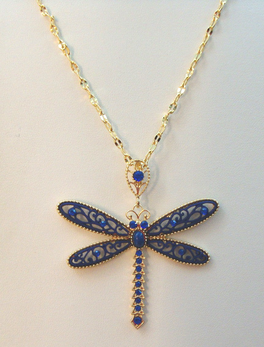 Collana donna Kiara Libellula in ottone e resina blu KCLD3683