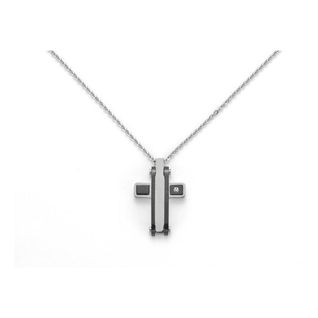 Collana con croce uomo Yukiko in acciaio bicolore KCLD3759