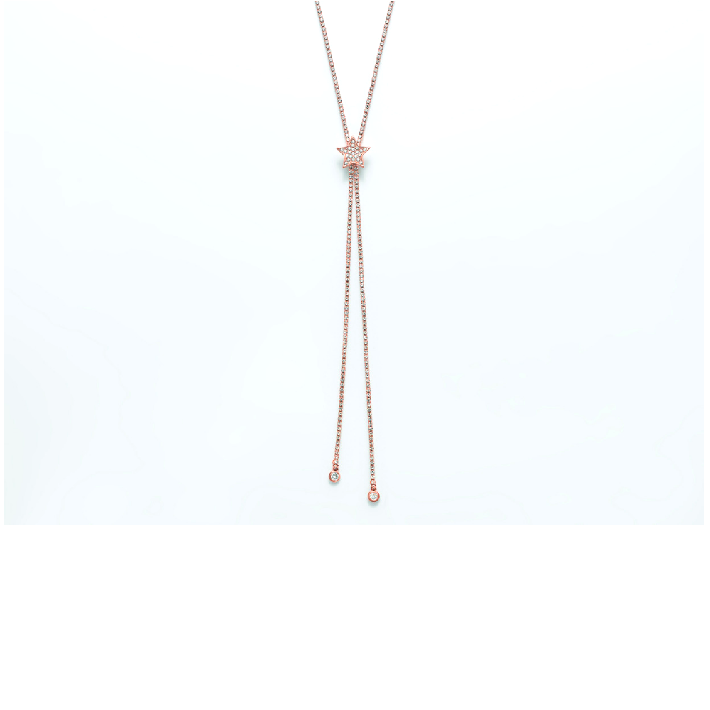 Collana saliscendi donna Kiara collezione Basik Chic in ottone e zirconi KCLD3831B