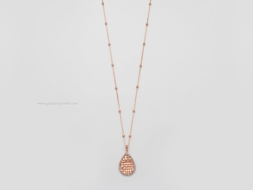 Collana donna Kiara in ottone rosato con pendente a goccia KCLD3893R