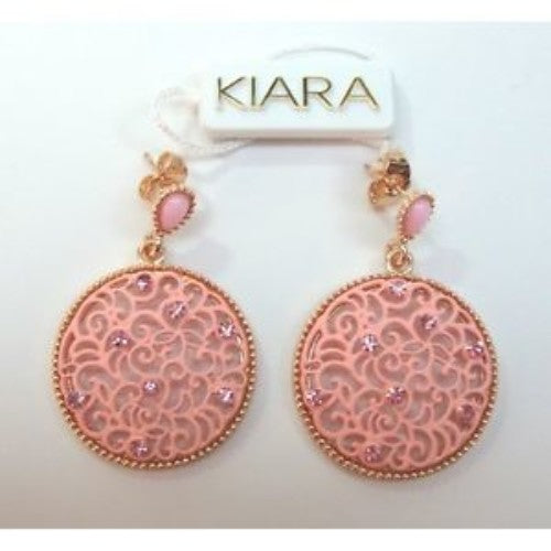 Orecchini pendenti donna Kiara in ottone e resina rosa KERD1886