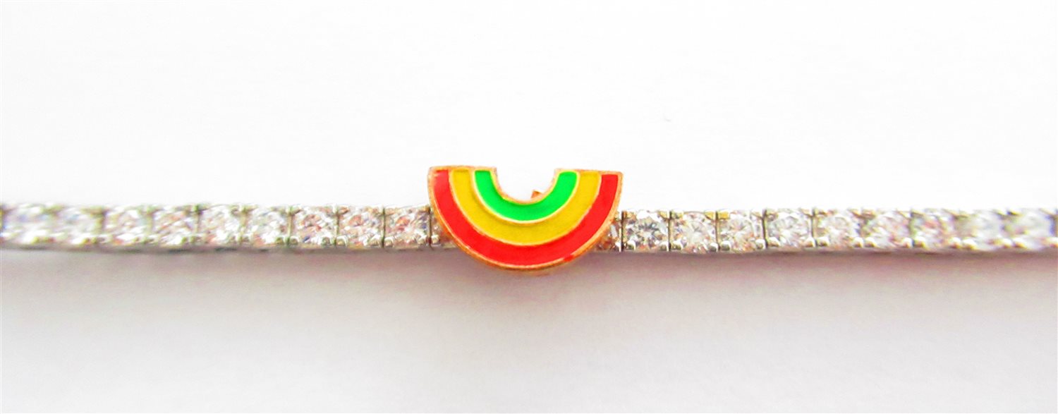 Bracciale tennis donna Kulto in acciaio e zirconi con charm arcobaleno KULTO925