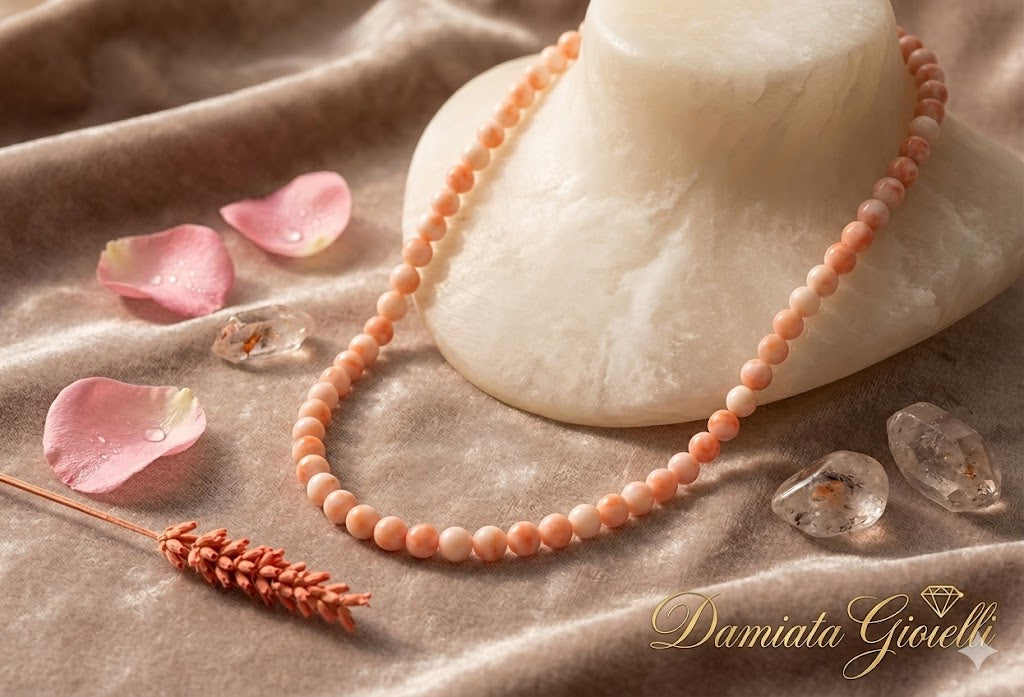 Collana donna Orelù filo di corallo rosa con chiusura in oro giallo ref. LAUDZCAXMI