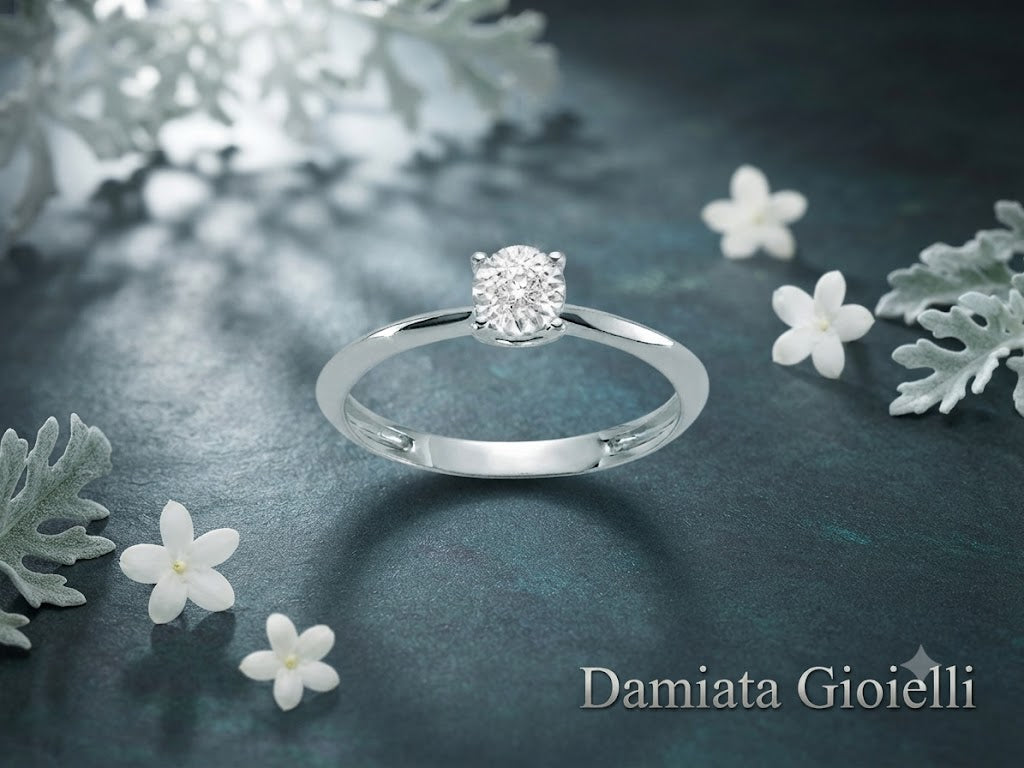 Anello solitario donna Miluna in oro bianco e diamante LID3223