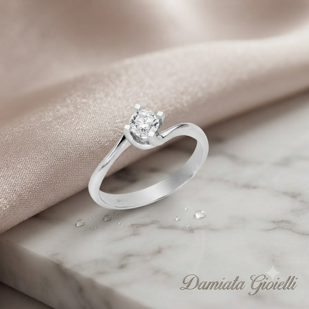 Anello solitario donna Miluna in oro bianco e diamante LID5180-015G7