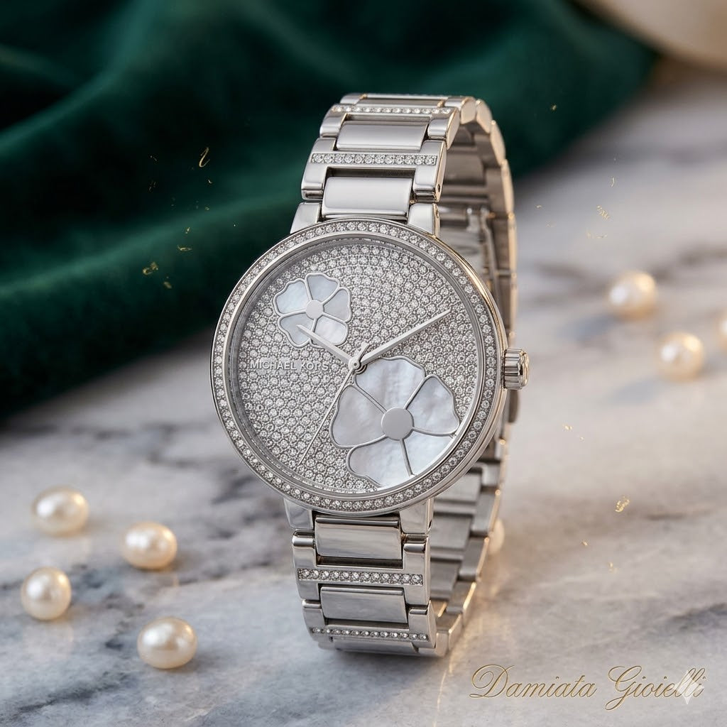 Orologio solo tempo donna Michael Kors collezione Courtney in acciaio e zirconi MK3835