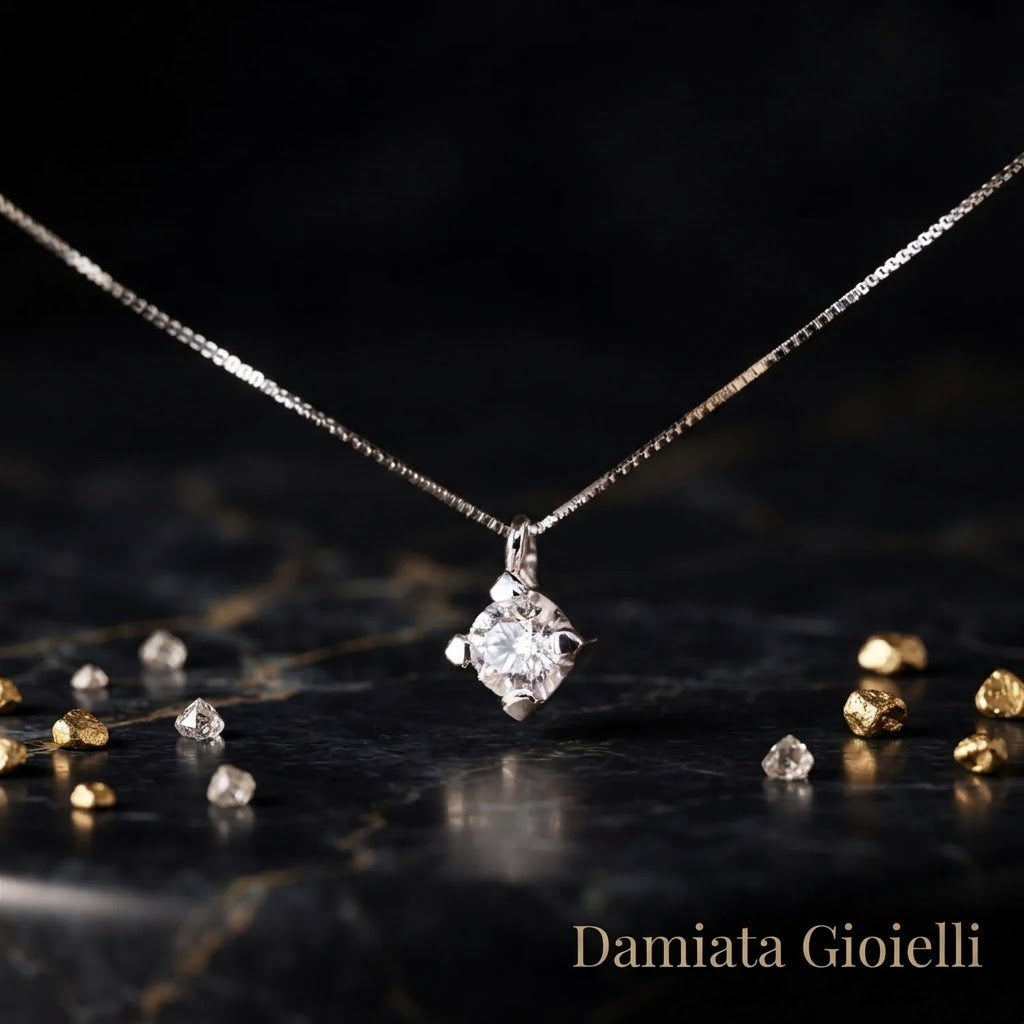 Collana punto luce donna Gioielli Tramontano in oro bianco e diamante ref. N.P103-3E
