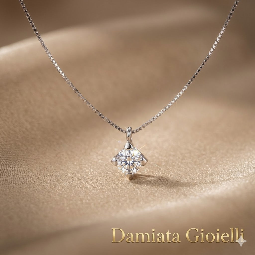 Collana punto luce donna Gioielli Tramontano in oro bianco e diamante N.P103-4E