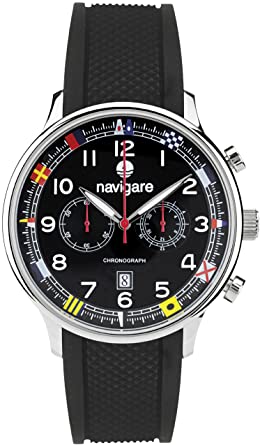 Orologio solo tempo uomo Navigare in acciaio e silicone NA127-UZ