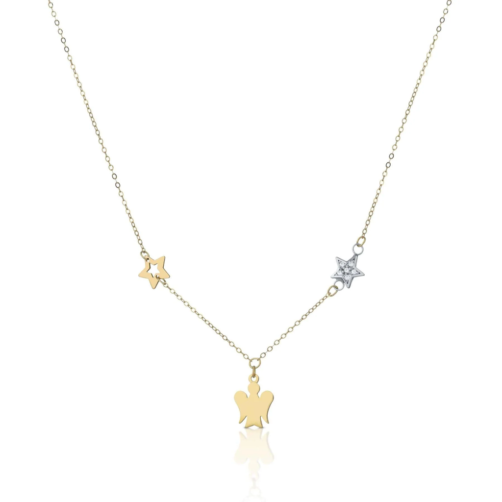 Collana angelo e stelle donna Roberto Giannotti in oro giallo e bianco con zirconi NKT335