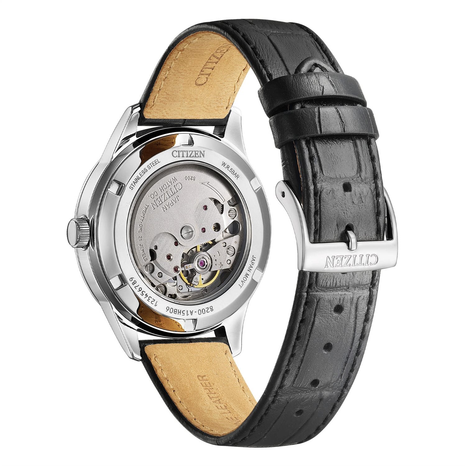 Orologio solo tempo Citizen uomo "OF" automatico in acciaio e pelle NY4058-01E
