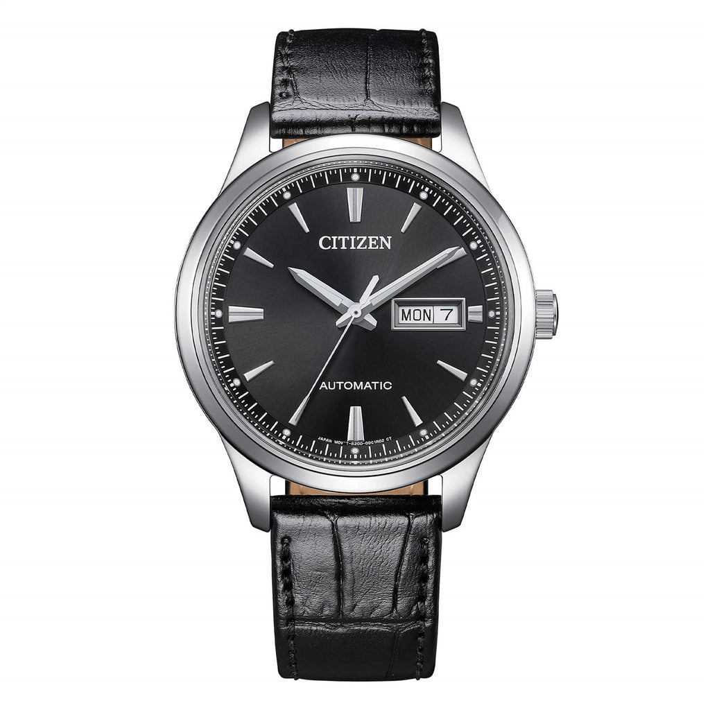 Orologio solo tempo Citizen uomo "OF" automatico in acciaio e pelle NY4058-01E