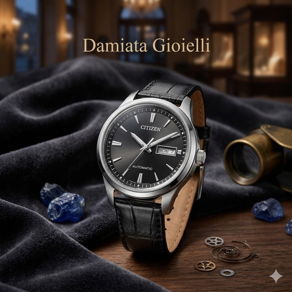 Orologio solo tempo Citizen uomo "OF" automatico in acciaio e pelle NY4058-01E