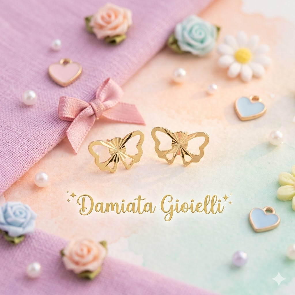 Orecchini che raffigurano delle farfalle per bimba IGOLD in oro giallo O0C2OU