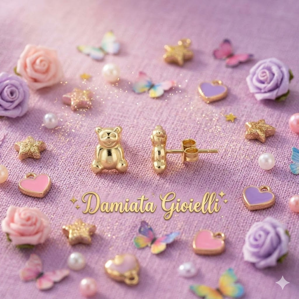 Orecchini che raffigurano due orsetti per bimba IGOLD in oro giallo O6O2OU