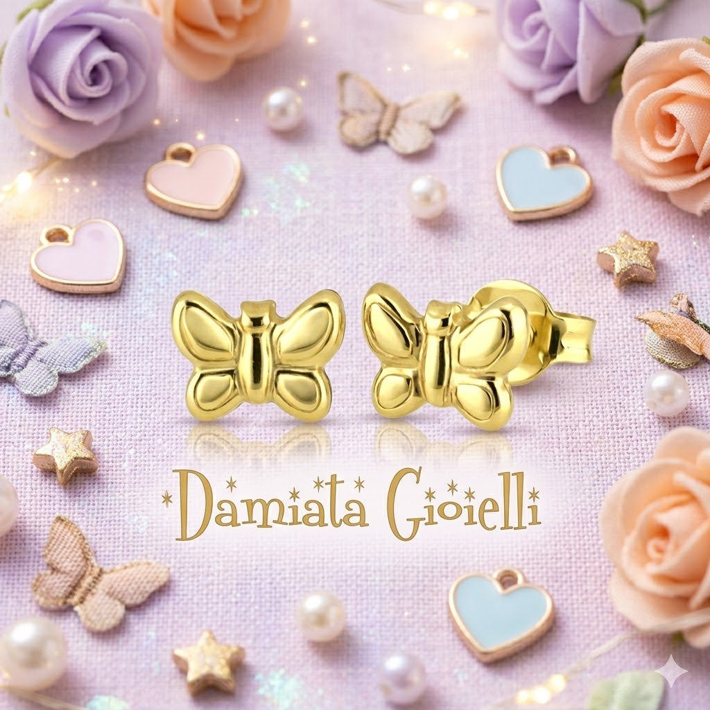 Orecchini che raffigurano delle farfalle per bimba IGOLD in oro giallo O6P2OU
