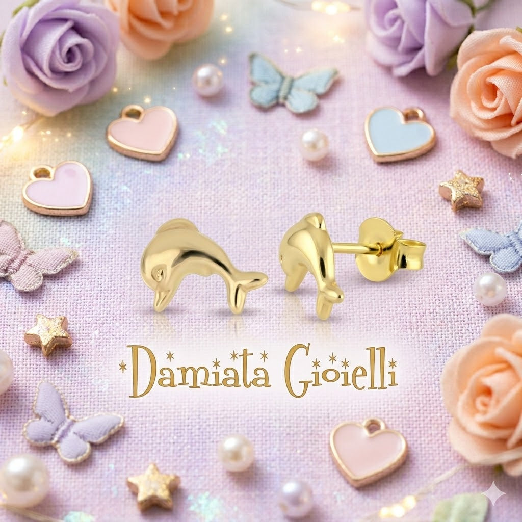 Orecchini che raffigurano dei delfini per bimba IGOLD in oro giallo O6Q2OU