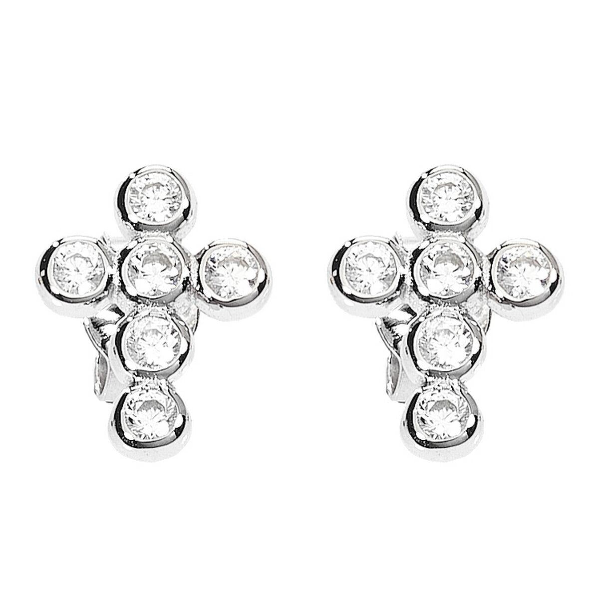 Orecchini donna Amen a croce in argento 925% e zirconi OBOBB