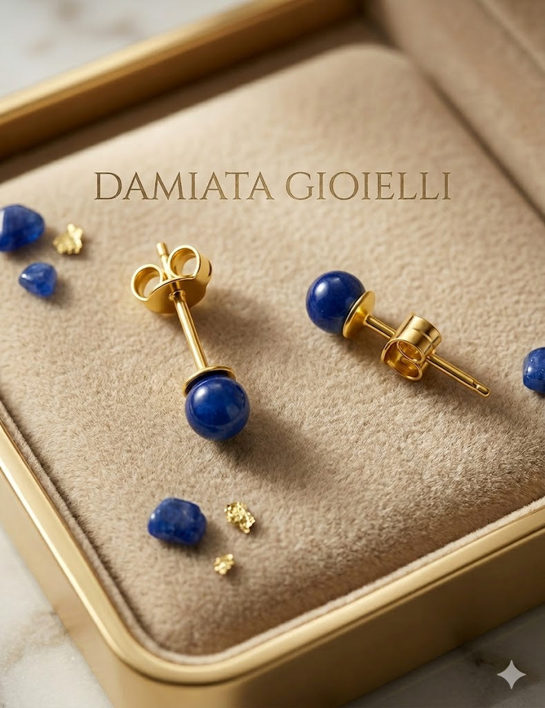 Orecchini a bottone donna Orelù Gioielli in argento dorato e lapis ref. OR0001L