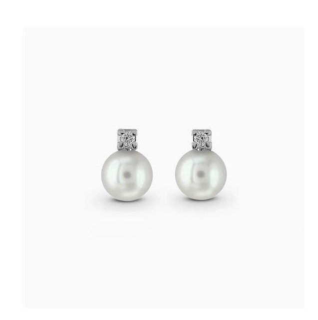 Orecchini donna Lucciole Gioielli in oro bianco, diamanti e perle OR003/7/1