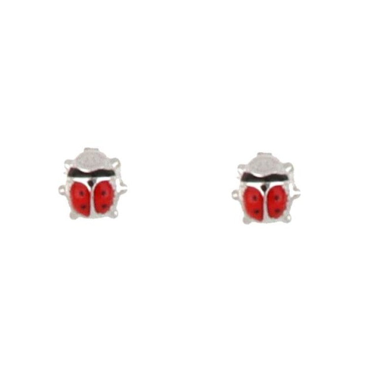 Orecchini coccinella bambina Urania Preziosi in argento smaltato ORBABY010