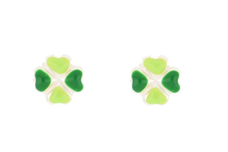 Orecchini quadrifoglio bambina Urania Preziosi in argento smaltato ORBABY020