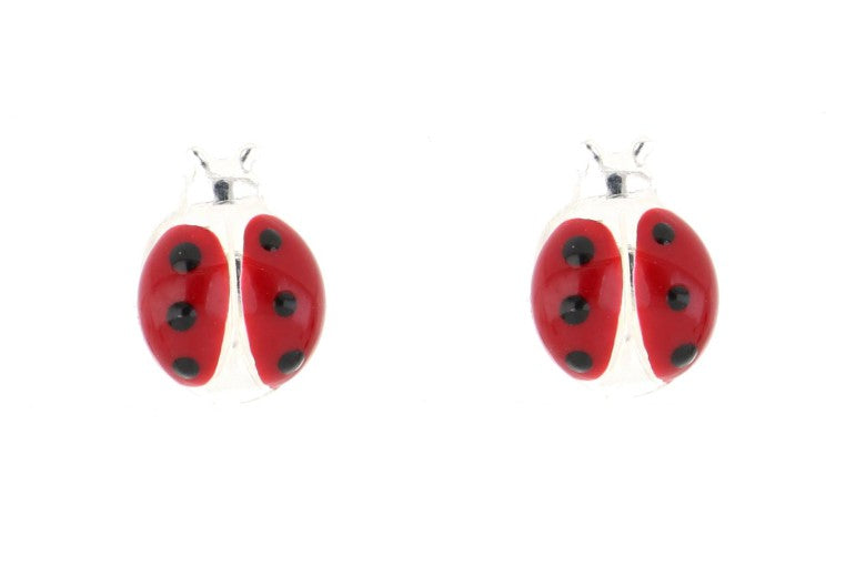 Orecchini coccinella bambina Urania Preziosi in argento smaltato ORBABY021