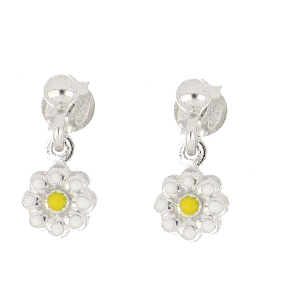 Orecchini pendenti fiore bambina Urania Preziosi in argento smaltato ORBABY054BI