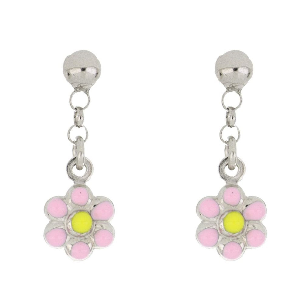 Orecchini fiore pendenti bambina Urania Preziosi in argento smaltato ORBABY054RS2