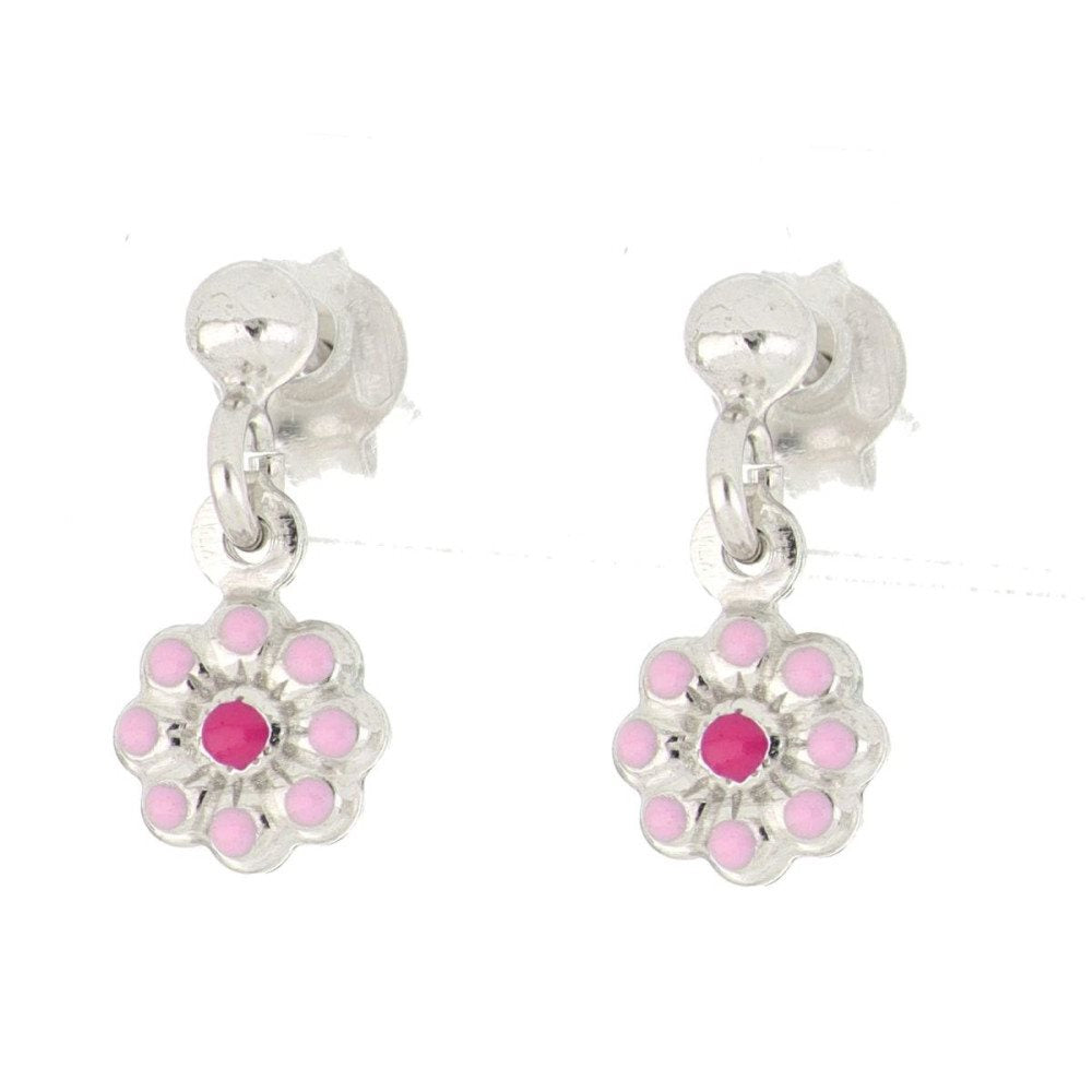 Orecchini pendenti fiore bambina Urania Preziosi in argento smaltato ORBABY054RS