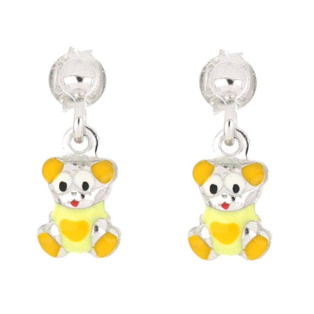 Orecchini pendenti orsacchiotto bambina Urania Preziosi in argento smaltato ORBABY055GL