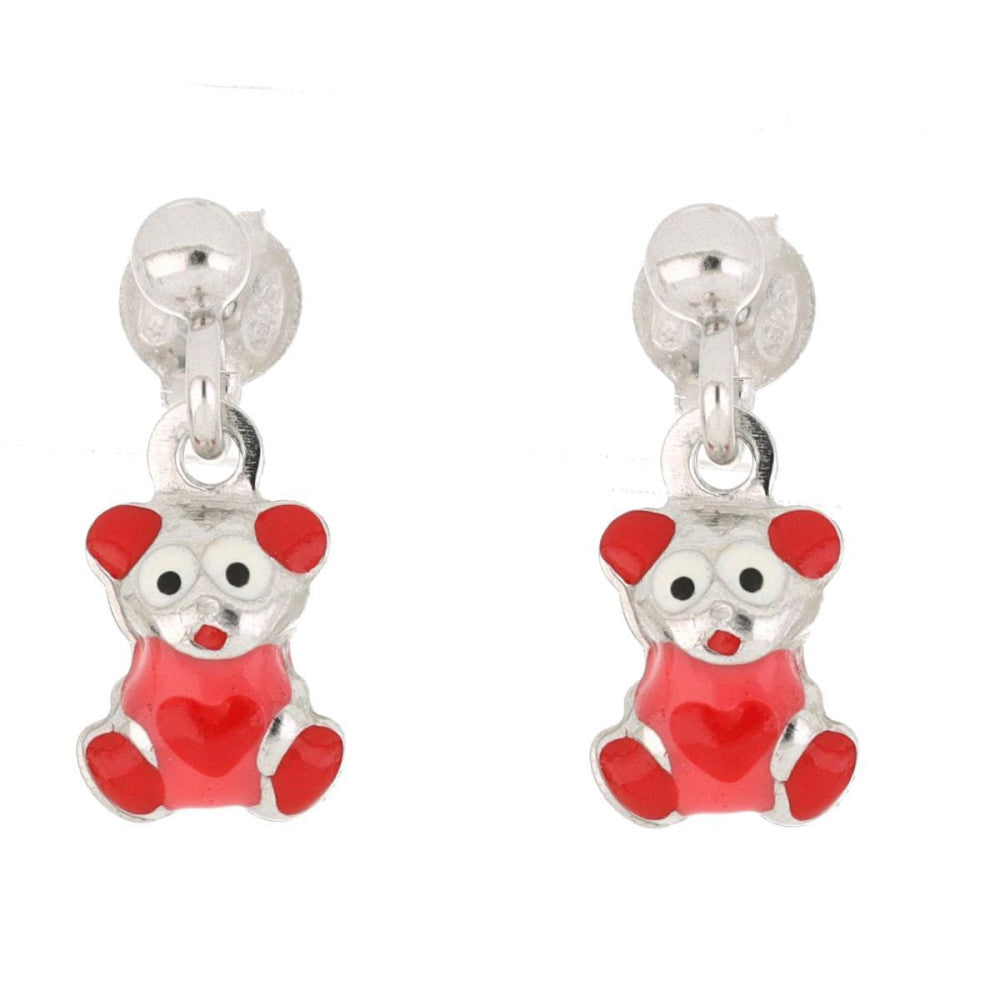 Orecchini pendenti orsacchiotto bambina Urania Preziosi in argento smaltato ORBABY055RO