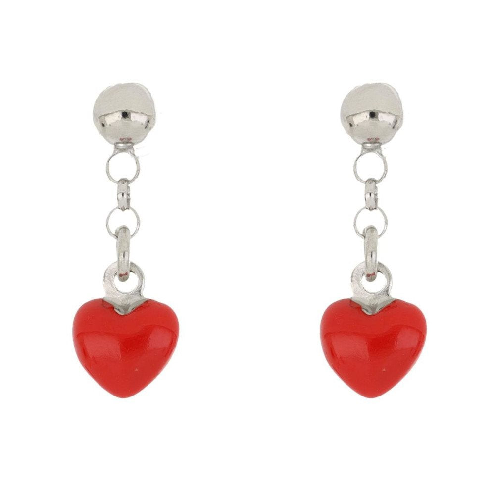 Orecchini pendenti cuore bambina Urania Preziosi in argento smaltato ORBABY060RSO