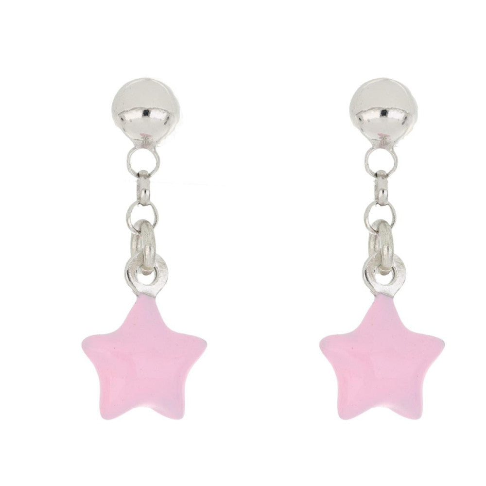 Orecchini stella pendenti bambina Urania Preziosi in argento smaltato ORBABY061ROS