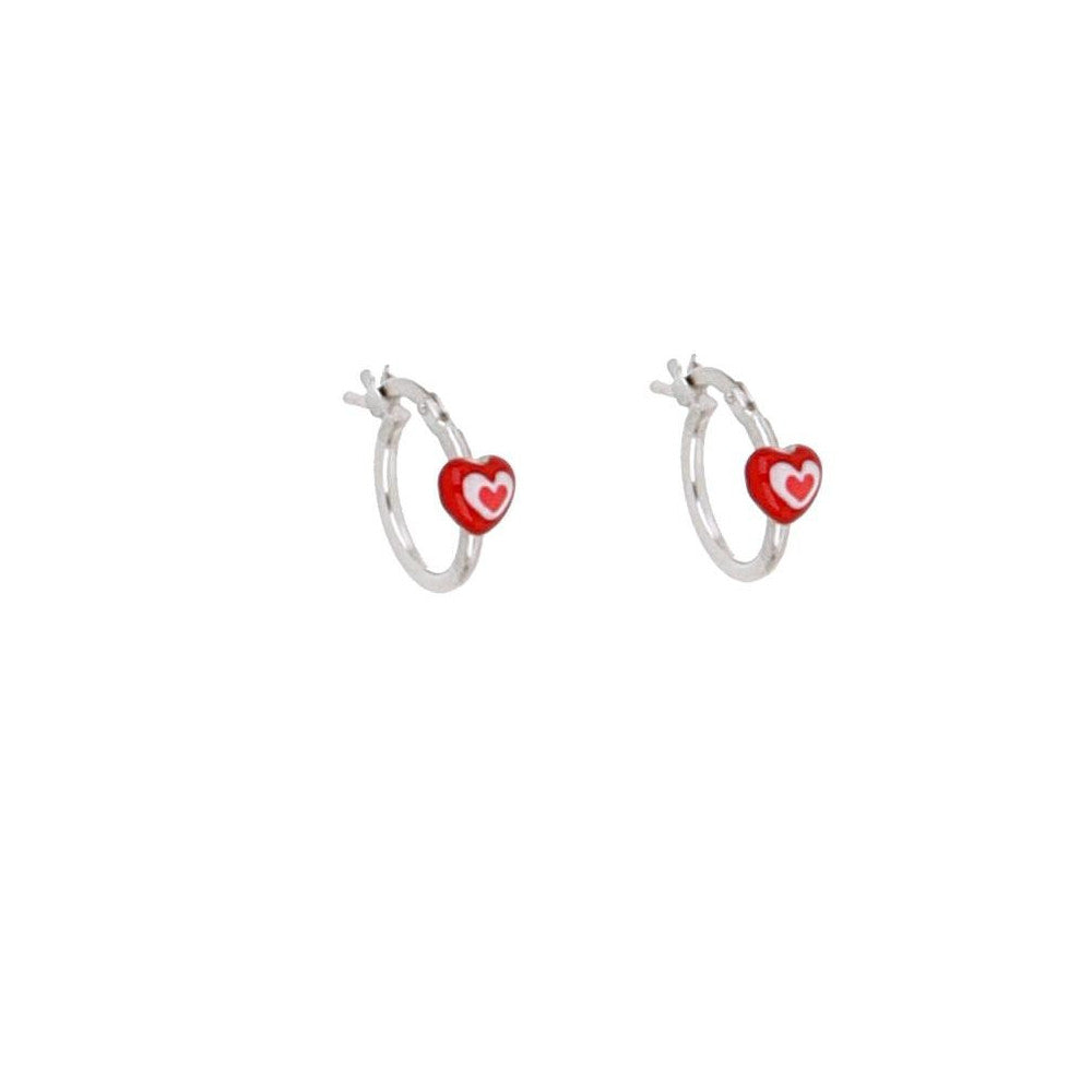 Orecchini cerchio con cuori bambina Urania Preziosi in argento smaltato ORBABY101