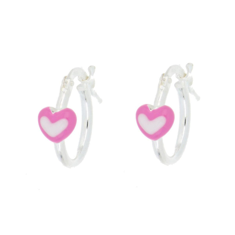 Orecchini cerchio cuore bambina Urania Preziosi in argento smaltato ORBABY102RS