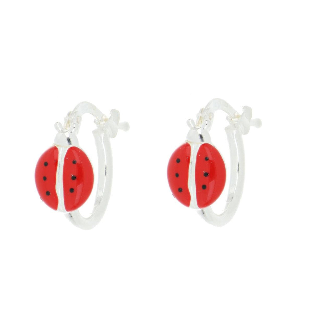 Orecchini cerchio coccinella bambina Urania Preziosi in argento smaltato ORBABY105BIS